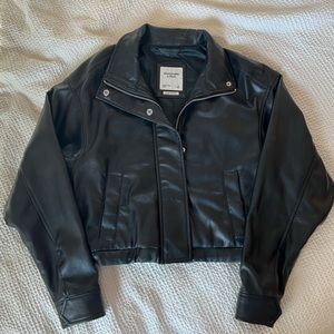 Abercrombie faux leather bomber jacket